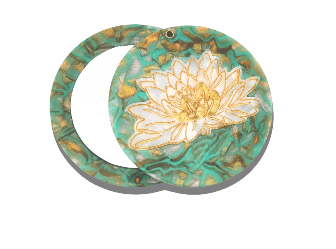 Solar Eclipse Hand-painted Waterlily Compact Mirror | Eco-Friendly